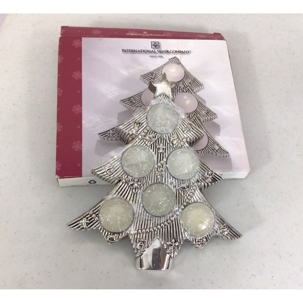 International Silver Company Christmas Tree Tabletop Tealight Candle Holder